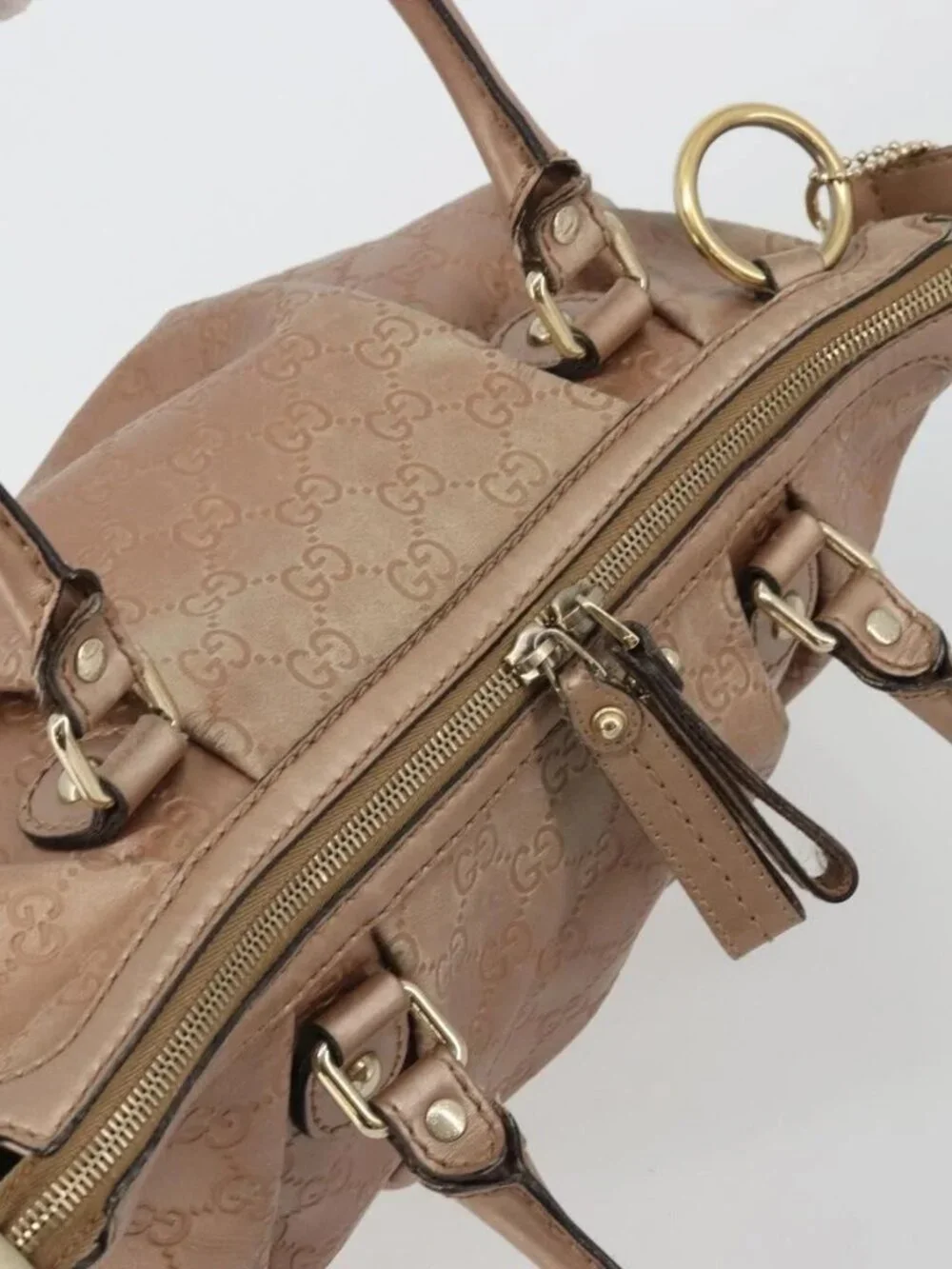 GUCCI GG Canvas Guccissima Sukey Bag Leather 2way Pink Gold 247902 Auth 176609